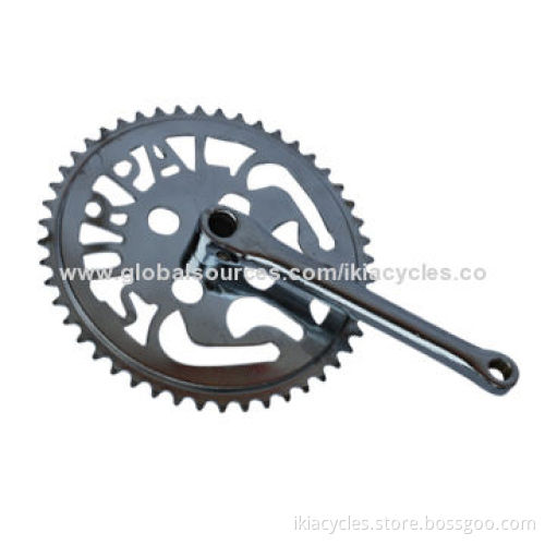 Bike chainwheel/crank with colorful 48/40/36T steel chainwheel with steel cover, 140/152mm crank